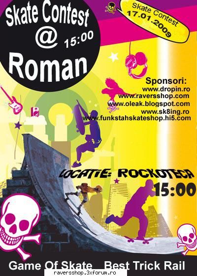 the romanics reloaded data: sambata, roman, game skate, best trick 15:00 17:30, inainte concurs fata